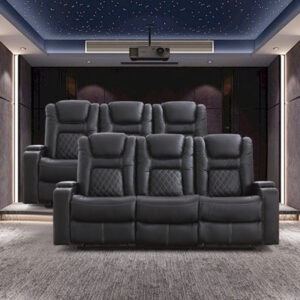 Almida 82.7"Wide Classic Vegan Leather Power Push Button Recliner With USB Port & Cup Holder