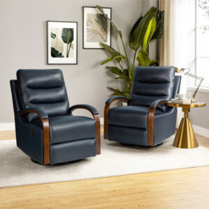Azilda 29" Wide Genuine Leather Manual Swivel Rocking Standard Recliner