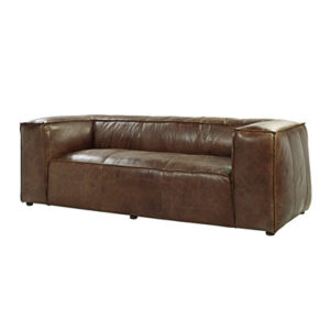 Brancaster Retro Brown Grain Leather Sofa Couch