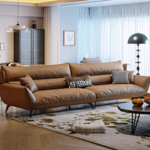 Caramel colour Genuine Leather Modular Sofa cushion couch