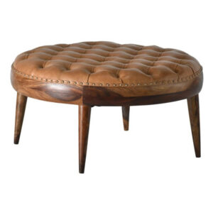 Chaney Leather Upholstered Round Coffee Ottoman