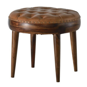 Chaney Leather Upholstered Round Ottoman