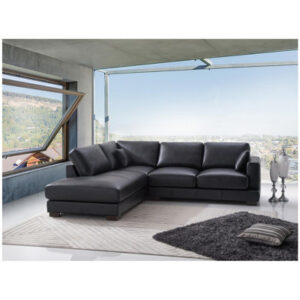Cissell Black Leather Sectional Sofa w/ 2 Matching Color Toss Pillows