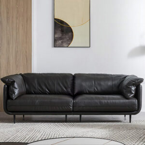 Coffee black Genuine Leather Modular Sofa cushion couch