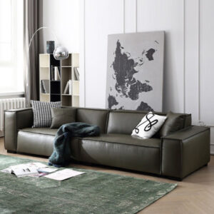 Dark green Genuine Leather Modular Sofa cushion couch