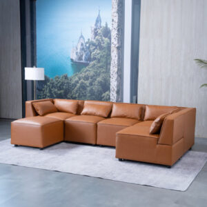 Drua 6-Piece Leather Modular Sectional Sofa