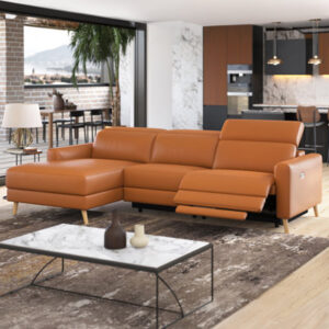 Elodie Top Grain Leather Three Seats With Left Chaise Sofa