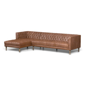 Ewalda 112.25" Wide Genuine Leather Stationary Sofa & Chaise