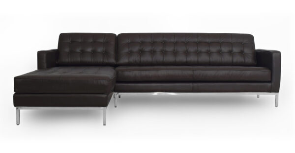 Florence 101" Leather Left Sectional, Brown