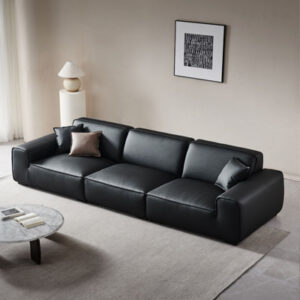 Genuine Leather Square Arm Modular Sofa