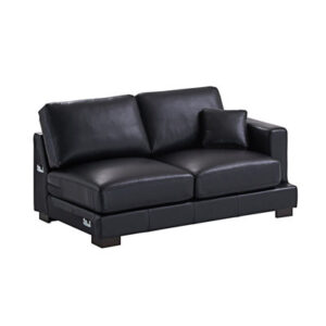 Geralyn Black Leather Sectional Sofa Couch W/ 2 Matching Color Toss Pillows