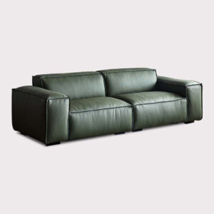 Green Genuine Leather Modular Sofa cushion couch