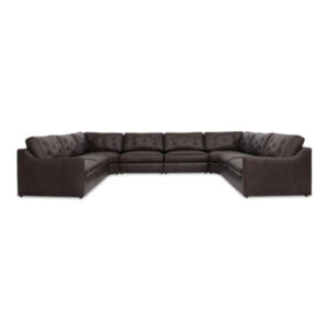 Gwathney U Shaped Modular Sectional With Arms Espresso Brown Leather