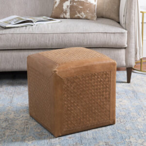 Jennifer 18" Wide Genuine Leather Square Cube Ottoman