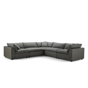 Jojo Fletcher Luxe Gray Nubuck Leather 5Pc Two-Arm Sectional