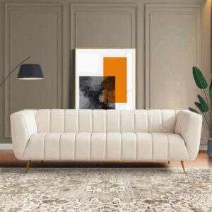 LaMattina Genuine Italian Leather Channel Tufted Sofa