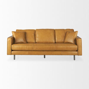 Ladanian 88" Genuine Leather Tuxedo Arm Sofa