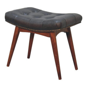 Lillyahna 24.80" Wide Genuine Leather Tufted Rectangle Footstool Ottoman