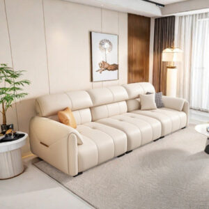 Modern in-line leather sofa