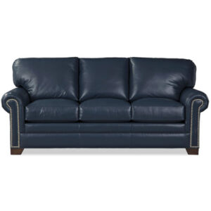 Niyan 86'' Genuine Leather Rolled Arms CAL117 Compliant Sofa