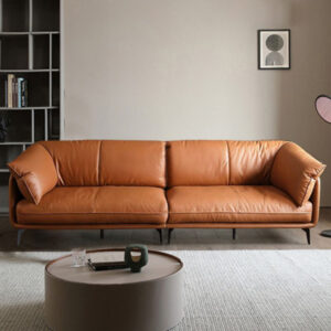 Orange Genuine Leather Modular Sofa cushion couch