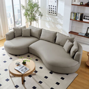 Orren Ellis 128''Oversize Modern Curved Sectional Sofa,Large Sectional Couches with Lounge Chaise,Modular Sofa Couch,Deep Seat Eco-Leather Fabric Upho