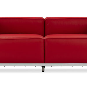 Roche 63" Leather Sofa, Red