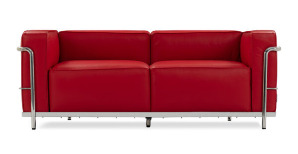 Roche 63" Leather Sofa, Red