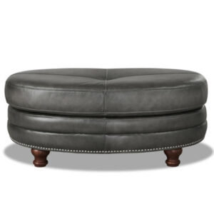 Top Grain Leather Oval Ottoman