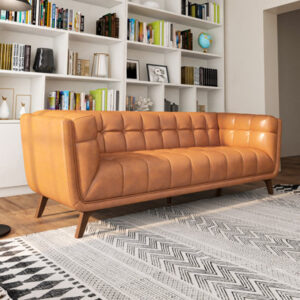 Trumbauer 82.5" Genuine Leather Square Arm Sofa