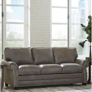 Vernon 84" Genuine Leather Rolled Arm Sofa