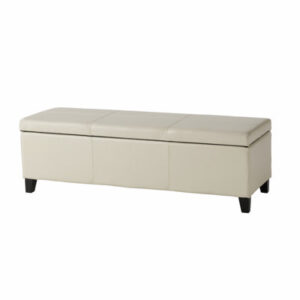 Versatile Wooden Storage Ottoman with PU Leather Upholstery, a Stylish and Functional Addition to Any Home.