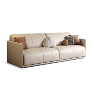 White Genuine Leather Standard Sofa cushion couch