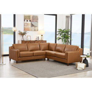 102" Wide Genuine Leather Symmetrical Modular Corner Sectional