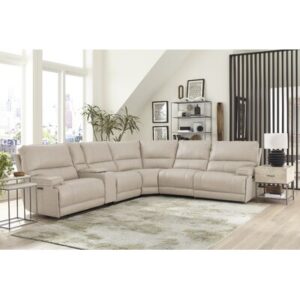 127" Wide Leather Match Symmetrical Modular Corner Sectional