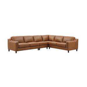 132" Wide Genuine Leather Symmetrical Corner Sectional