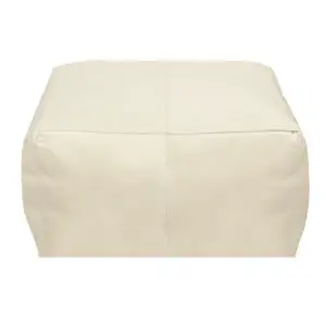 22'' Wide Genuine Leather Square Pouf Ottoman