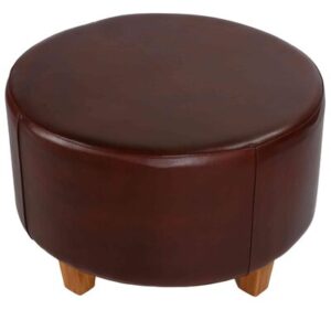28'' Wide Genuine Leather Round Cocktail Ottoman