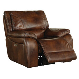 41" Top Grain Leather Power Recliner with Adjustable Headrest with Pillow Top Arms
