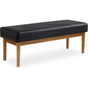 44.5"Upholstered Entryway Bench, Dining Table Ottoman Seats With Solid Wood Legs, PU Leather End Of Bed For Bedroom, Living Room, Black