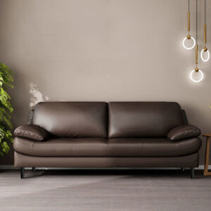 82.68" coffee Genuine Leather Standard Sofa cushion couch