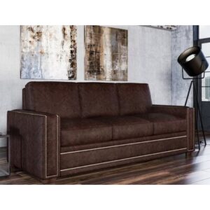Albinca 95" Genuine Leather Square Arm Sofa Bed