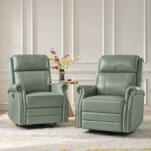 Anouschka 30.5" Wide Swivel Rocking Genuine Leather Manual Recliner