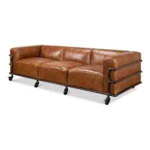 Antwerp 102" Genuine Leather Tuxedo Arm Sofa