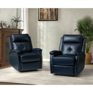 Avelino Genuine Leather Power Recliner with Nailhead Trim