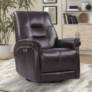 Balaji 33" Wide Leather Match Power Swivel Standard Cordless Recliner