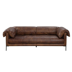 Birchgrove Top Grain Leather 2-Seater Sofa with Full Foam Cushions and Metal Legs