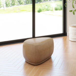 Britnae 26.4" Wide Genuine Leather Triangle Pouf Ottoman