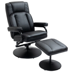Comfortable Manual PU Leather Armchair with Ottoman for Relaxation
