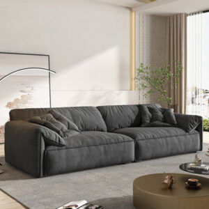 Dark grey Genuine Leather Modular Sofa cushion couch